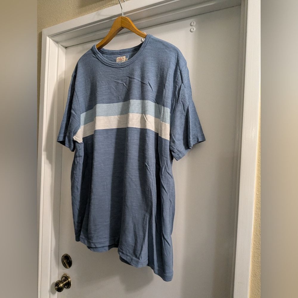 Faherty - Striped Slub Cotton-Jersey T-Shirt - Blue XL - Picture 5 of 8